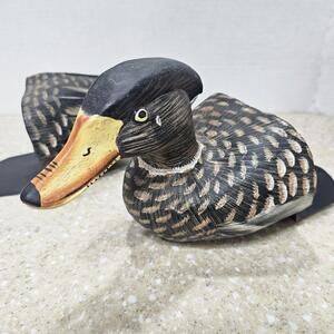 Duck Head & Body Bookends Panited Solid Wood Large Wildlife